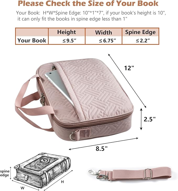 Aplufine Large Bible Case for Women-Bible Covers-Bible Carrying Case-Book Bags and Totes for Women with Detachable Shoulder Strap, Bible Gift