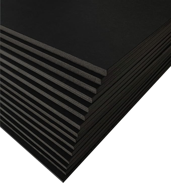 Black Foam Board 8 x 10 – 10 Pack, 3/16" (5mm) Thick Foam Core Poster Board Sheets for Art, Crafts, Vision Board, School Projects, Presentations & Signs
