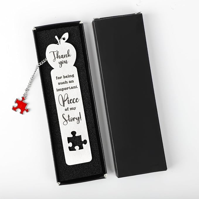 Teacher Metal Bookmark, Thank You Teacher Appreciation Gift Bookmark for Women Men, Unique Bookmarks for Teacher’s Day, Thank You for Being Such an Important Piece of My Story Bookmarks (Piece)