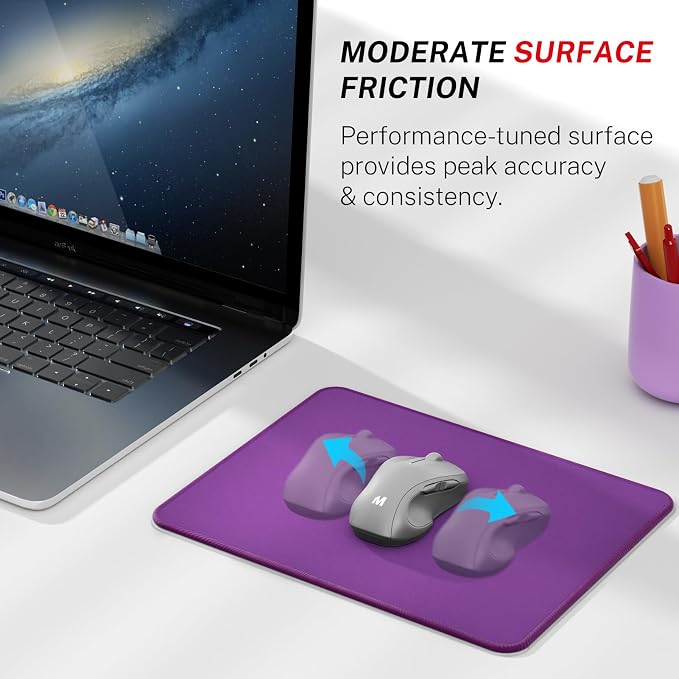 MROCO Essential Office & Gaming Mouse Pad, 8.5 x 11 Inch, Violet Purple | Anti-Fray Stitched Edges, Functional Pattern Design, Non-Slip Rubber Base, Water and Stain Resistance
