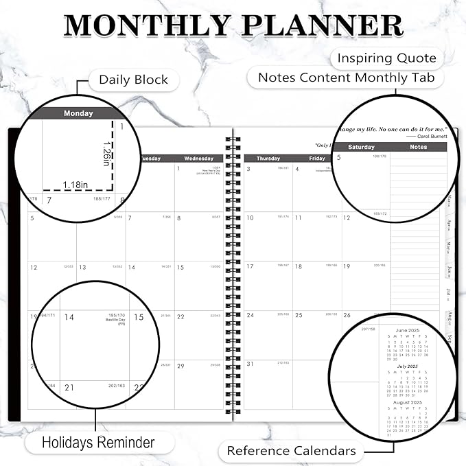 Monthly Planner 2025-2026 - 2025-2027 Monthly Planner, 24 Months, 9'' x 11'', JUL. 2025 - JUN. 2027 with Inner Pocket, Coated Tabs