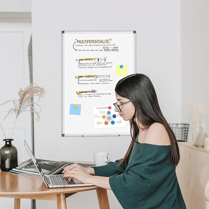 WALGLASS 3 Pack White Board, 24" x 18" Double-Sided Dry Erase White Board for Wall, Hanging Mounted Whiteboard, Horizontal or Vertical Silver Aluminium Frame for Home, School, Office, Kitchen