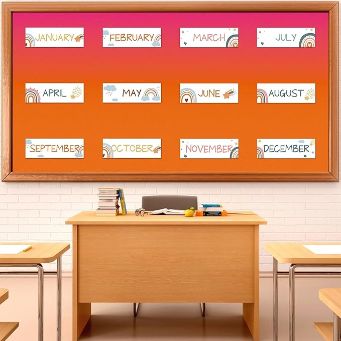 Qyeahkj 2 Rolls Pink Orange Gradient Bulletin Board Paper Roll Outer Space Bulletin Board Background Paper Fade Resistant Classroom Decoration Poster Art Craft Home Wall Education Decoration Supplies