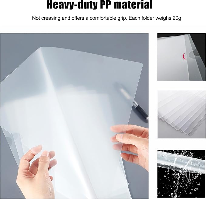 60 Pcs Heavy-Duty L-Shaped Document Folders, Clear Plastic Sleeves with 60 Tabs for Enhanced Durability, Holds US Letter & A4 Paper for School & Office