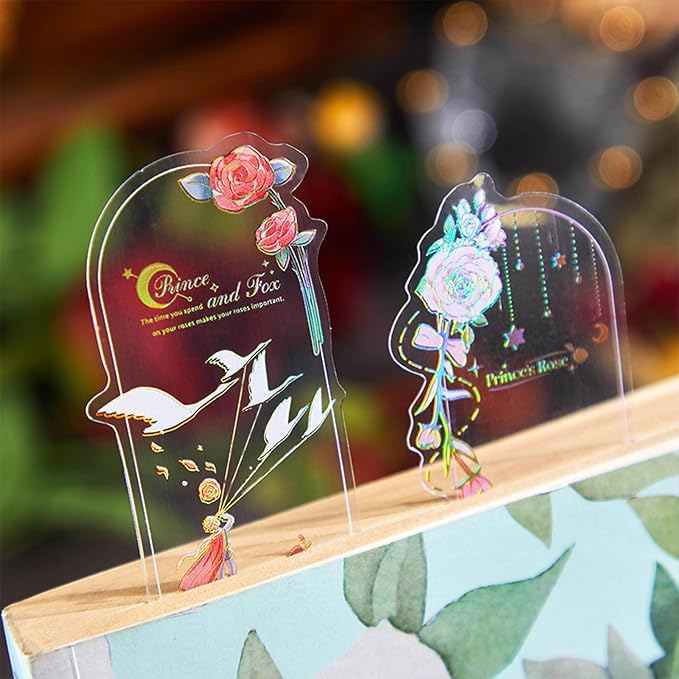 40Pcs Holographic Bookmark, Transparent Waterproof Flashing Castle Butterfly Flower Bookmarks, Rose Floral Window Bookmark Book Markers for Book Lover Kids Teacher Student Birthday Gift (Colorful)