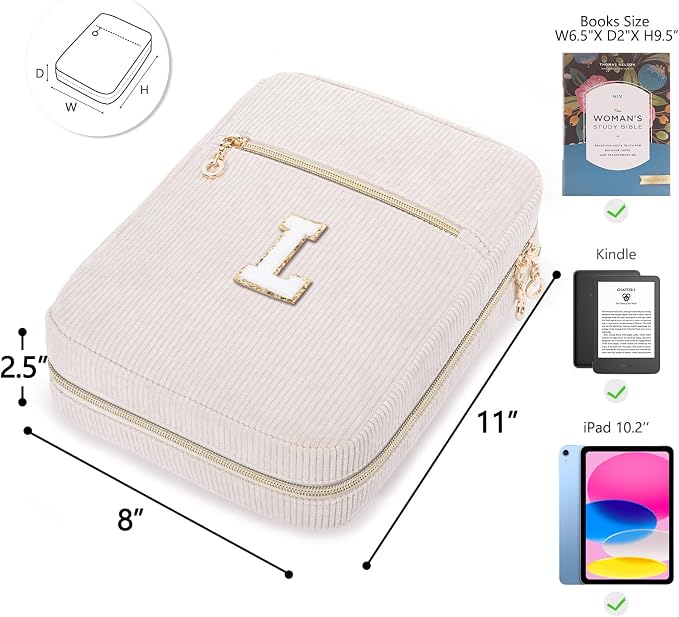 Bible Cover for Women, Initial Personalized Bible Gift - Bible Case for Men - Bible Holder - Bible Bag - Bible Carrier - Bible Carrying Case with Pockets for Bible Study Suppliers, Bible Accessories