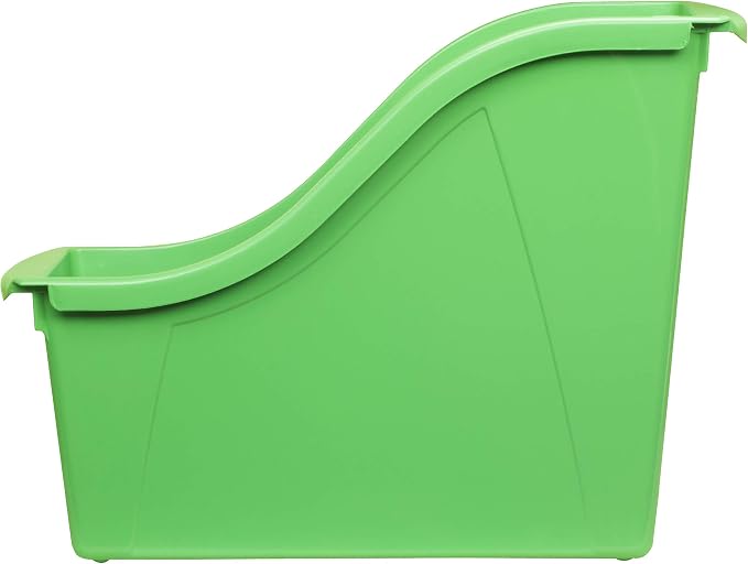 Storex Small Book Bin – Interlocking Plastic Organizer for Home, Office and Classroom, Green, 6-Pack (71111U06C)