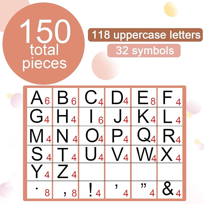 150 PCS Large 6" Bulletin Board Letters Set,Boho Color Classroom Alphabet Cutout Letter for Bulletin Board Display Home School, A Great Helper to Inspire Students' Learning Interest