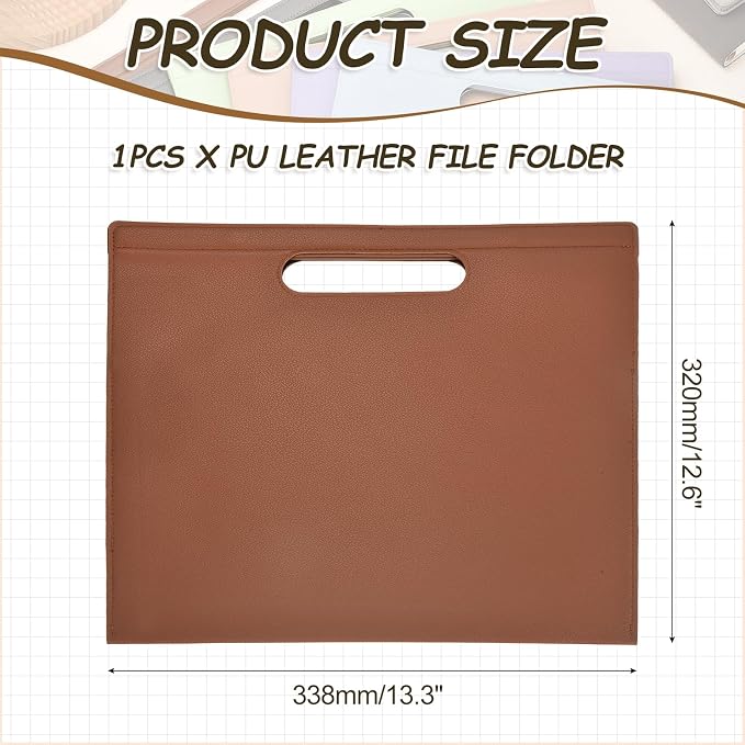 PATIKIL Leather Folder, 13.3x12.6 Magnetic Leather Document Holder File Folder PU Pouch Bag Portfolio File Organizer Handbag Personal Envelope Waterproof for Traveling Men Gift, Brown