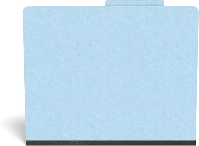 Staples Pressboard Classification Folder, Letter Size, 1 Divider, 2/5‑Cut Top Tab, Light Blue, Durable Construction, 20/Box