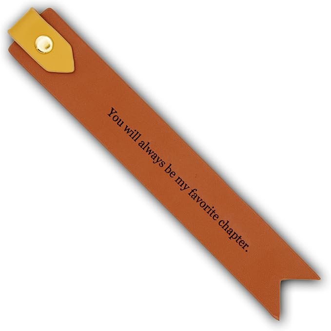 Engraved Leather Bookmark in Terracotta - You Will Always Be My Favorite Chapter, Genuine Leather Traditional Relationship Gift for 3rd Year Wedding Anniversary for Him & Her, Sentimental Keepsake