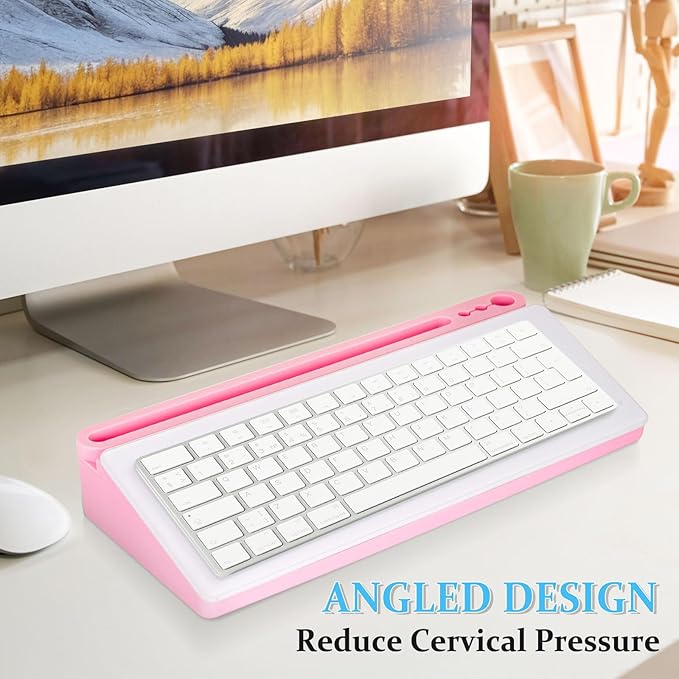 DOLLAR BOSS Glass Desk Whiteboard Small Dry Erase Board Desktop White Board with Storage Drawer Computer Keyboard Stand Desk Organizer Office Accessories School Supplies with 4 Markers 1 Eraser, Pink