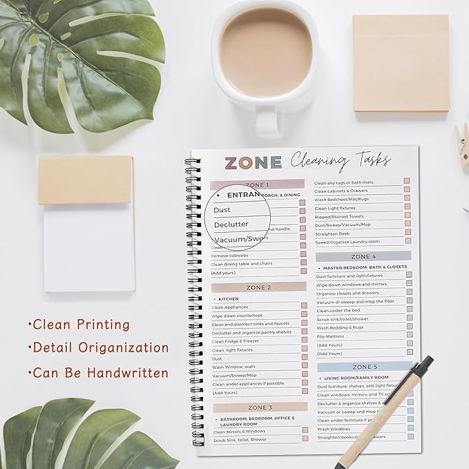 ADHD Cleaning Planner for Adults & Teens – Undated Daily Weekly Monthly Yearly Cleaning Schedule and Checklist Organizer with Chore Chart, Habit Tracker, and DIY Home Improvement Templates