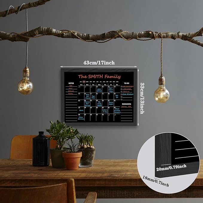 TORASO Chalkboard Calendar,13" × 17" Small Size Calendar Magnetic Chalk Board, Monthly and Weekly Chalkboard, Family Planner(Family-HB-3343)