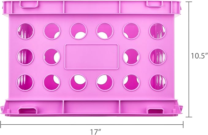 Storage Crate with Handles, 6 Pack Plastic File Organizer Box for Letter Legal Size Documents, Stackable Office Supply Container, 14x10.5x16.97 Inch, Purple