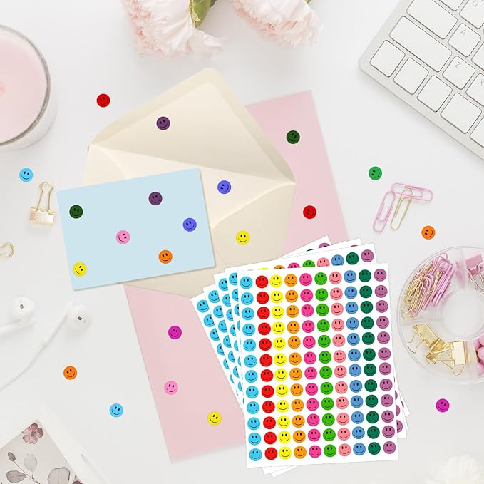 6000 Pieces Smiley Face Stickers, Small Happy Face Stickers, Round Happy Face Decals Colorful Mini Incentive Reward Stickers for Kids, Behavior Chart Sticker for Students Teachers Classroom Supplies