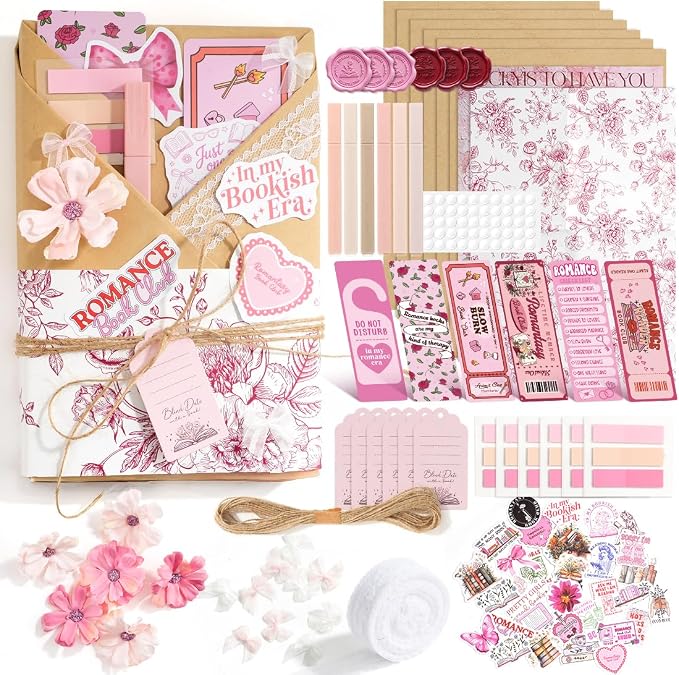 YOPPIX 6 Set Blind Date with Book Gift Bulk, About Pink Romance Theme Blind Book Date Gifts for Book Lover Readers Bookish Librarian Booklovers Club (NO Books Including)
