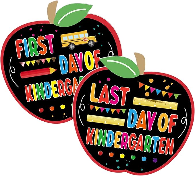 First and Last Day of School Chalkboard Sign Double Sided Commemorate Sign Small Chalk Board Reusable School Sign Apple Shape Kindergarten Sign Board Photo Prop for School Party Graduation Supplies