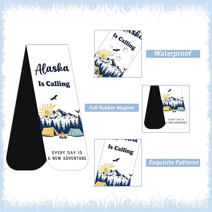 Alaska Souvenirs Magnetic Bookmarks, 30PCS Alaska Gifts Book Mark Clips with 15 Designs, Travel Souvenirs Gifts for Men Women Travelers Readers Office School Supplies