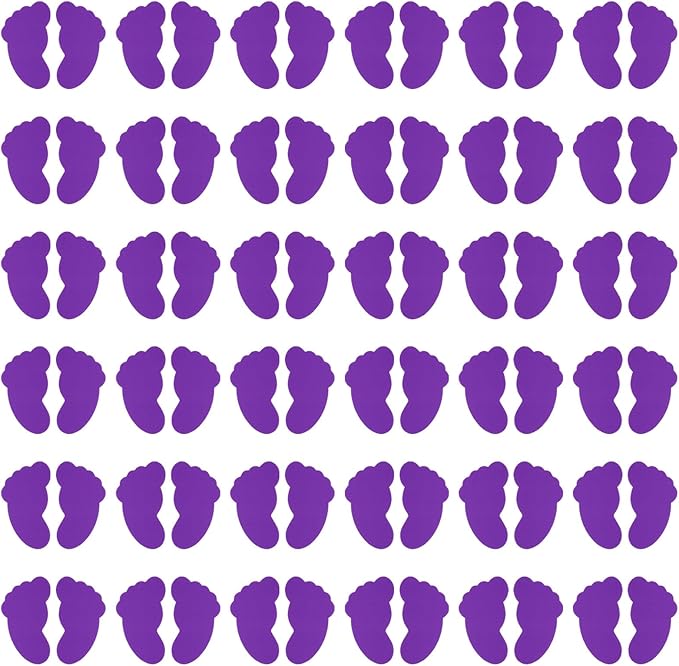 PATIKIL Foot Shaped Carpet Markers, 72pcs (36pairs) Nylon Floor Spots Markers Colorful Hook and Loop Marker Dots for Classroom Teacher Supplies, Dark Purple
