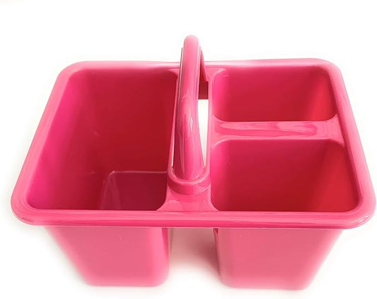 Greenbrier Small Craft Caddy - Rustic Playful Pink Plastic School Supplies Organizer
