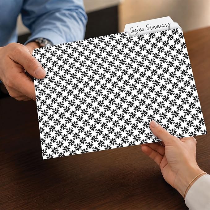 Current Elegant Black File Folders Value Pack - Bulk Set of 24, 6 Pretty Decorative Designs, 1/3 Cut Tabs, Heavy-Duty Paper Stock, Office Supplies for Home & Work, 9-½” x 11-¾” Letter Size