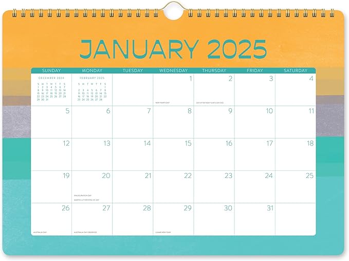 2025 Calendar - Deluxe Monthly Wall Calendar 2024-2025, Orange Circle Studio 12 Month Wall Calendar, January 2025 - December 2025, 12" x 12", Ideal for Home Office - Monthly Color Theory Prints