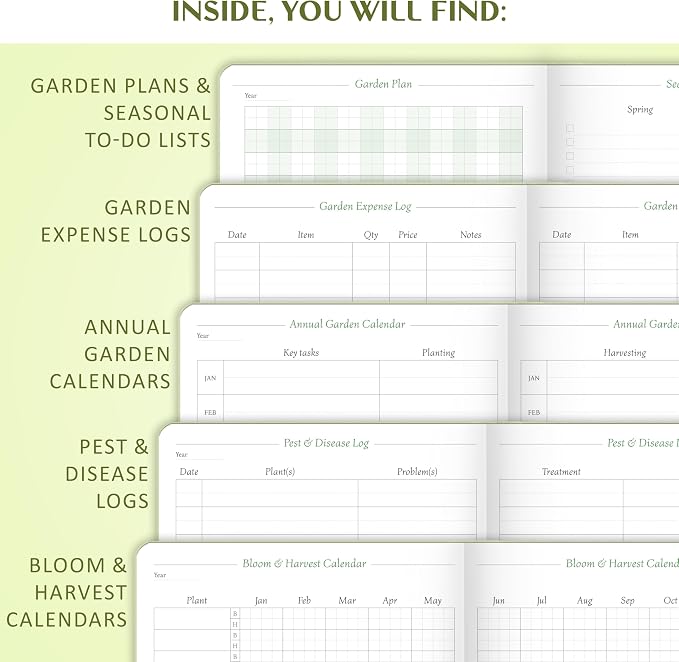 Legend Gardening Journal – 5-Year Garden Journal Planner & Log Book with Gardening Calendar & Plant Logs – Hardcover Garden Planner (Cypress)