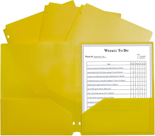 C-Line Two-Pocket Heavyweight Poly Portfolio Folder, 3-Hole Punch, 11 x 8.5, Yellow, 25/Box