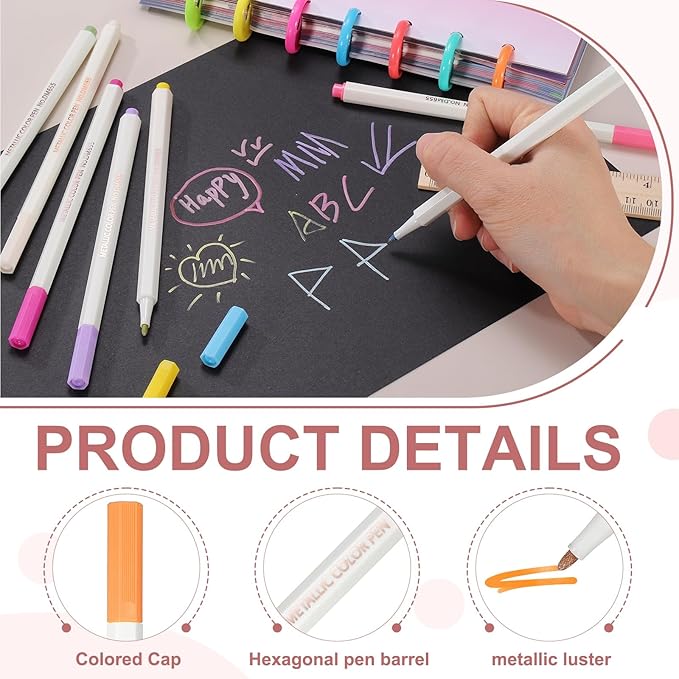 PATIKIL Metallic Marker Pens, 6Pcs Permanent Markers Medium Tip Quick Dry Paint Pen on Plastic Wood Stone Glass Canvas DIY Crafts Art Supplies for Drawing Writing Marking, Orange