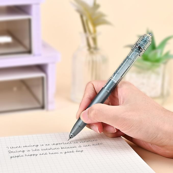 BAYTORY 6 Pcs Gel Pens, 0.5mm Retractable Black Ink Fine Point Pen, Smooth Writing Quick Dry Ink Pens for School Office Home (Light Color)