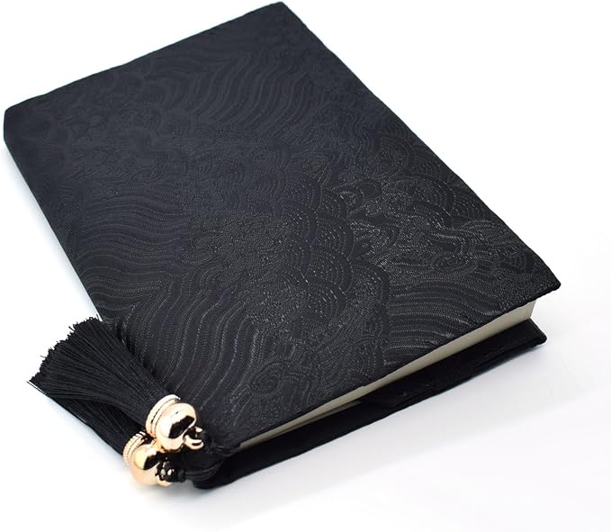 BLBMH B6 Notebook Cover 5x7.2 | Handmade Fixed Non-Stretch Fabric Sleeve with Bookmark | for Small Journal Planner Travelers Notebook | Gift for Women - Black