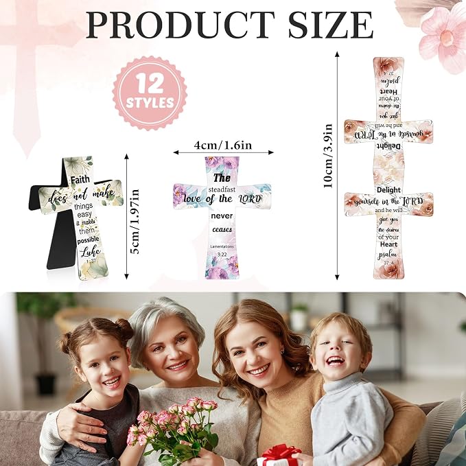 Resurhang 48 Pcs Magnetic Bookmarks Christian Cross Magnetic Page Markers Religious Bible Verses Bookmarks for Mother's Day Women Student Church Study Group Graduation Coworker Team (Watercolor)
