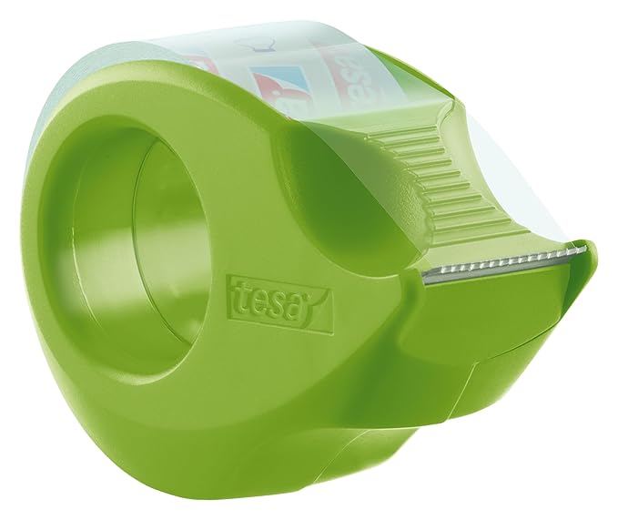 tesafilm Eco and Crystal - Adhesive Tape - Transparent, Strong Hold and Tear-Resistant - Made from Reprocessed PET Material - Comes with a Mini Tape Dispenser- 2 Refill Rolls, 10m x 19mm