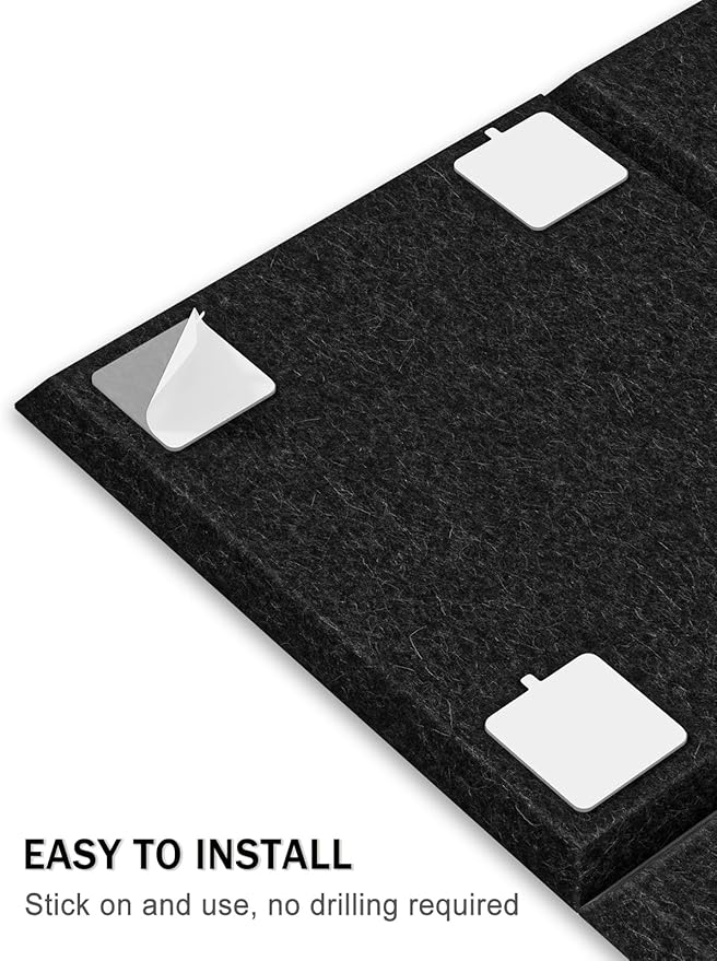 Hsurbtra Cork Board for Wall 24 x 18 Inch, 6 Pack Felt Bulletin Notice Board with Pushpins for Office Home School Farmhouse Wall Decor, Black