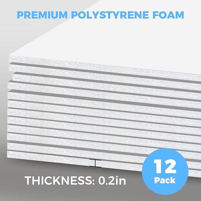 Foam Board 24" x 36" x 3/16" (5mm) - 12 Pack, White Poster Board, Double-Sided, Acid-Free Foam Core Board for Signs, Presentations, Schools, Offices, and Art Projects