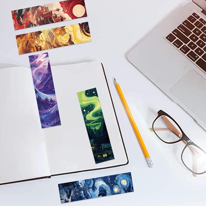 30 Pcs Fantasy Bookmarks for Kids Aesthetic Bookmark Watercolor Magic Bookmark for School Office Students Teens Book Reading Lovers Classroom Favors
