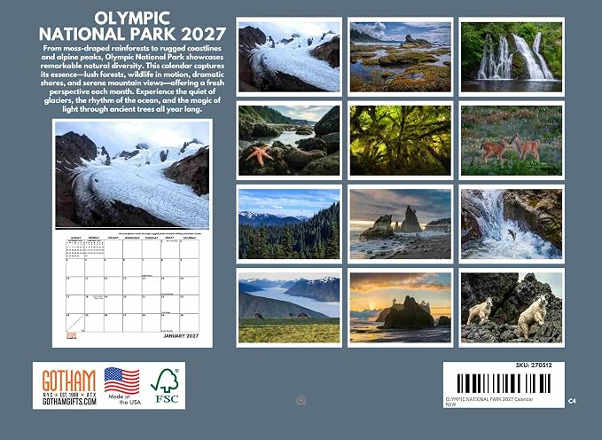 Olympic National Park Calendar 2027 Monthly Wall Calender 12 Month