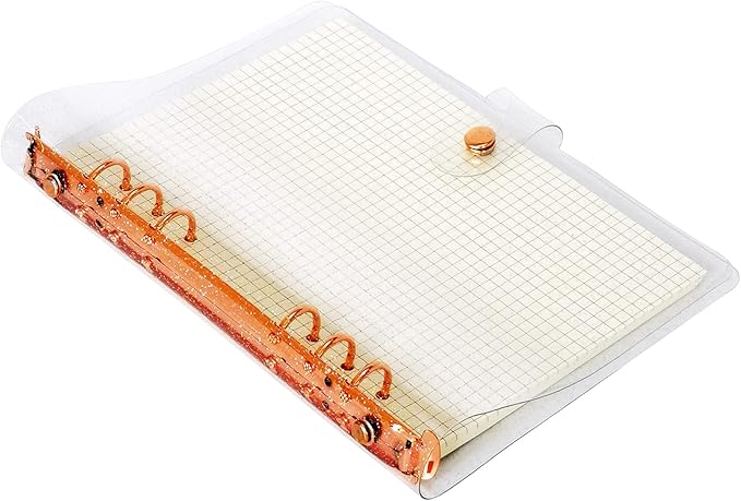 A6 A5 6-Holes Colorful PVC Cover Personal Organizer with Snap Button Closure File Folder for Loose Leaf Sheet Protectors Notebook Refill (Rose Gold, A5 mini Set)