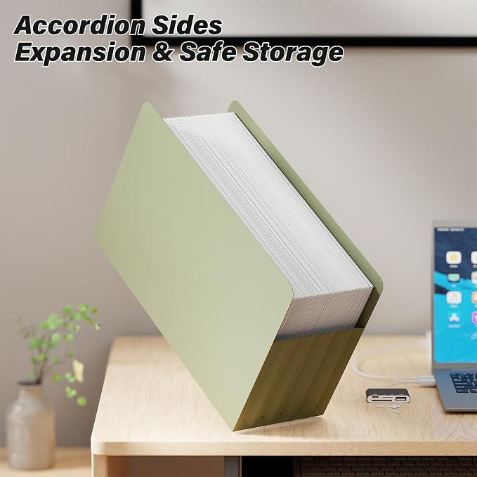 Ansook Legal Size Expanding File Folders,6 Pack Large Capacity 5.25" Expandable File Folders,Accordion File Organizer for Desk Cabinet,with Straight-Cut Tab,Office School Supplies