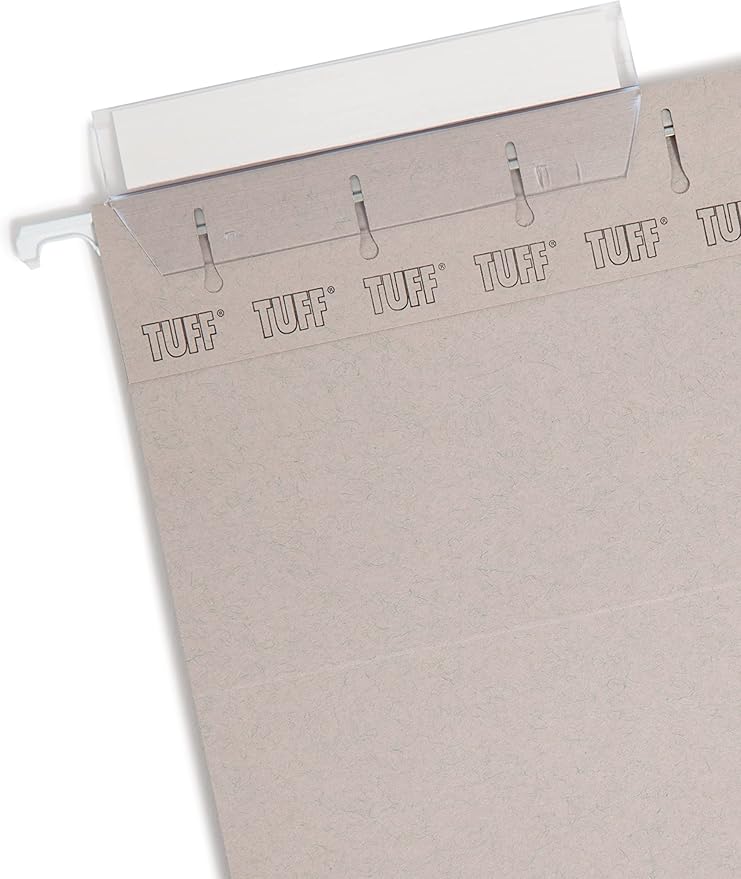 Smead TUFF Hanging File Folder with Easy Slide Tab, 1/3-Cut Sliding Tab, Letter Size, Steel Gray, 18 per Box (64092, Rod Color May Vary)
