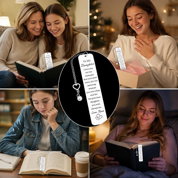 Daughter Bookmark for Teen Girl Daughter Gift from Mom 16th 18th 21st Birthday Gift for Daughters Inspirational Bookmark Gifts for Teen Girl Graduation Gifts for Stepdaughter Her