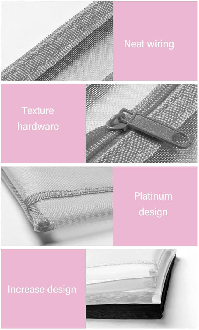 10PCS Nylon Mesh Zipper Pouch Bags, Double Layer A4 Document Organizer Puzzle Storage Bag with Handle for Board Games Home School Office Supplies (Gray)