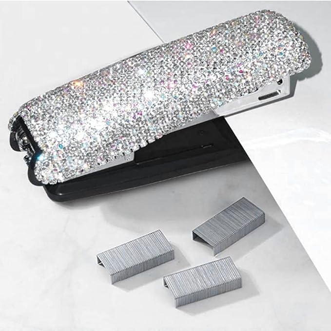Liudan Stapler Diamond Encrusted Stapler Handheld Stapler Desktop Stapler for Desk Accessories or Home Office Supplies Office Stapler