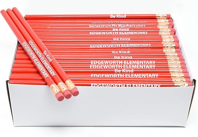 Pencil Guy Promotional Personalized Imprinted Red Round Pencils.-500 per box. 19 color(s) to choose from!