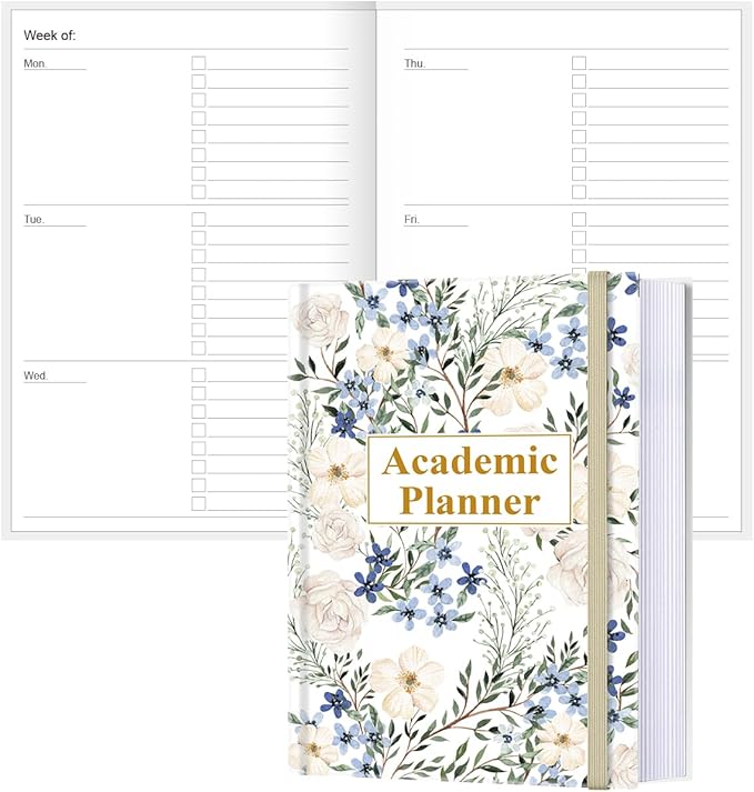Academic Planner for 2026-2027 or Anytime – 5.8" x 8.5" Undated Weekly Student Planner For Homeschool, High School, College & Nursing Students, 200 Pages, Crushed Flower