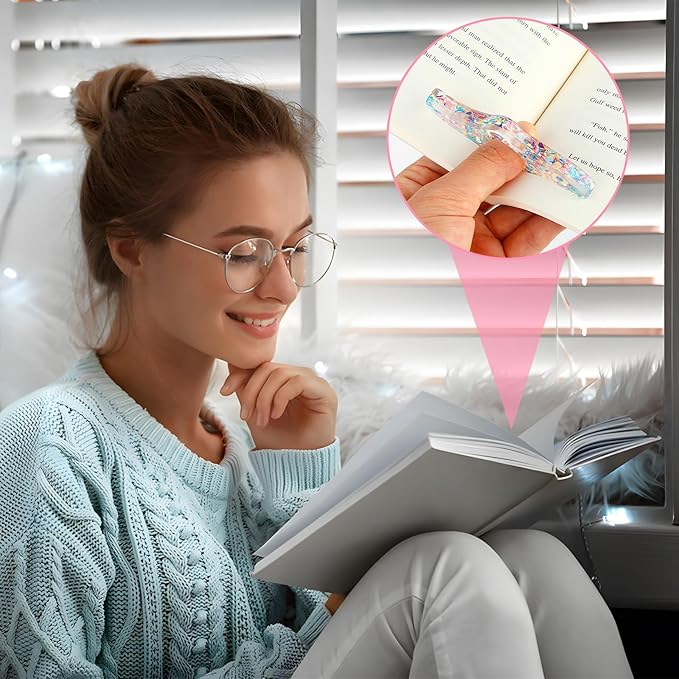 2Pcs Book Page Holder Book Thumb Page Holder Thumb Ring Books Marks for Reading Accessories Transparent Bookmarks for Women Best Friend Friendship Christmas Gifts for Books Lovers Teacher Readers