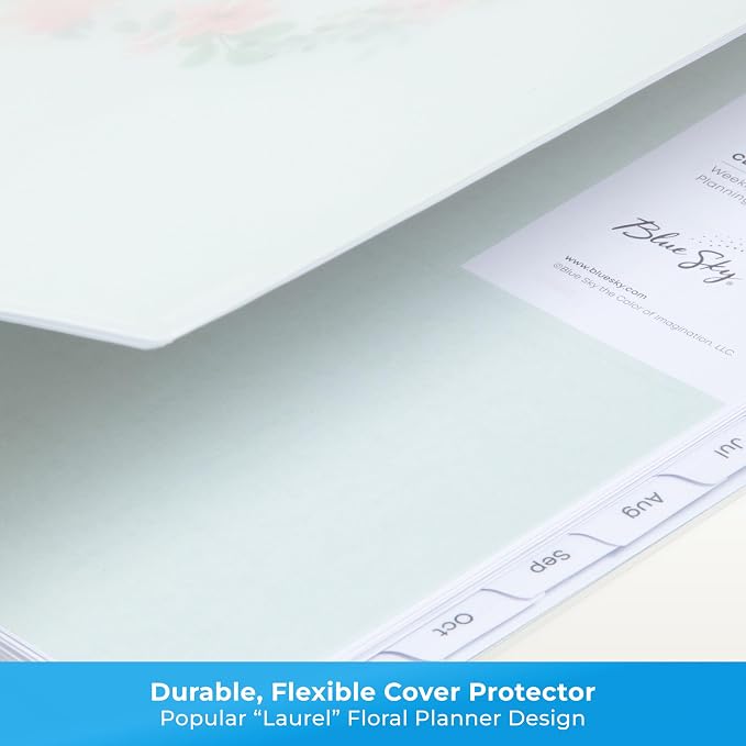 Blue Sky 2026 Weekly and Monthly Planner Calendar, January 2026 - December 2026, 8.5" x 11", Flexible Cover, Laminated Tabs, Durable Twin Wire Binding, Storage Pocket, Laurel
