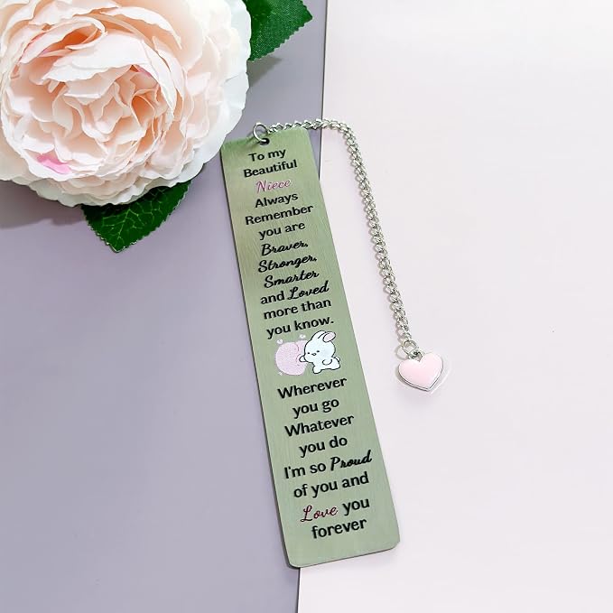 Niece Bookmarks Graduation Gift Inspirational Go to University Encourage Keepsake Birthday Gift Christmas Woman Distance Accompany Back to School Present Appreciate Book Accessory from Aunt Uncle