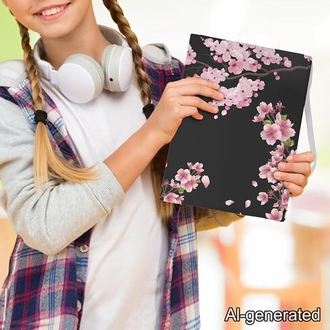 Dreaweet Cherry Blossoms Book Covers for Textbooks Hardcover Books,Green Paperback Book Cover Protector Stretchable Washable Book Sleeves for Women Book Lover